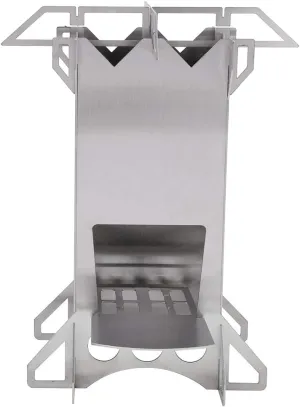Topyond Outdoor Camping Portable Stainless Steel Folding Wood Burning Stove for Hiking Picnic BBQ Cooking