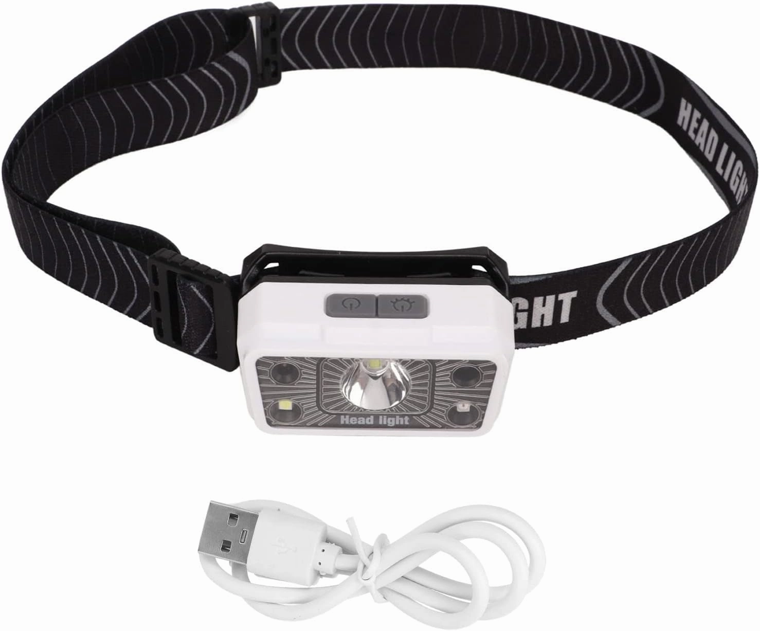 Topyond Motion Sensing Headlamp, Rechargeable Head Lamp, LED Headlight, USB Rechargeable Portable Induction LED Headlight for Outdoor Hiking Fishing, White