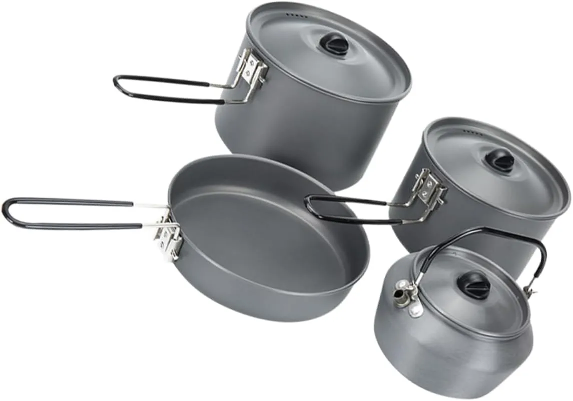 Totority 1set Travel Cooking Set Lightweight Nonstick Pots for Outdoor Camping Hiking Portable Person Cookware Kit Practical Easy to Carry for Picnics and Mobile Kitchens