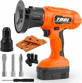 Toy Power Drill,Circular Cutting Drill Toy with Screw Set,Kids Play Drill Construction Toddler Tool Set with Realistic Light, Sound and Motion,Toy Tools for Kids Ages 3,4,5,6,7,8 Years Old（Orange）
