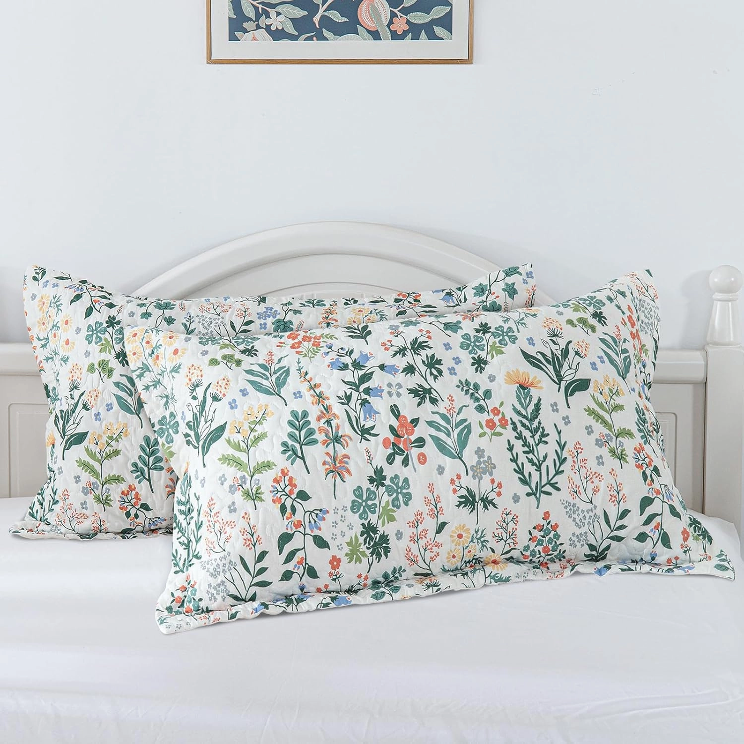 Travan 3-Piece Quilt Set Quilted Bedspread Lightweight Coverlet Set Garden Style Floral Printed Oversized Quilted Bedding Set with Shams for All Season, Exquisite, Queen Size
