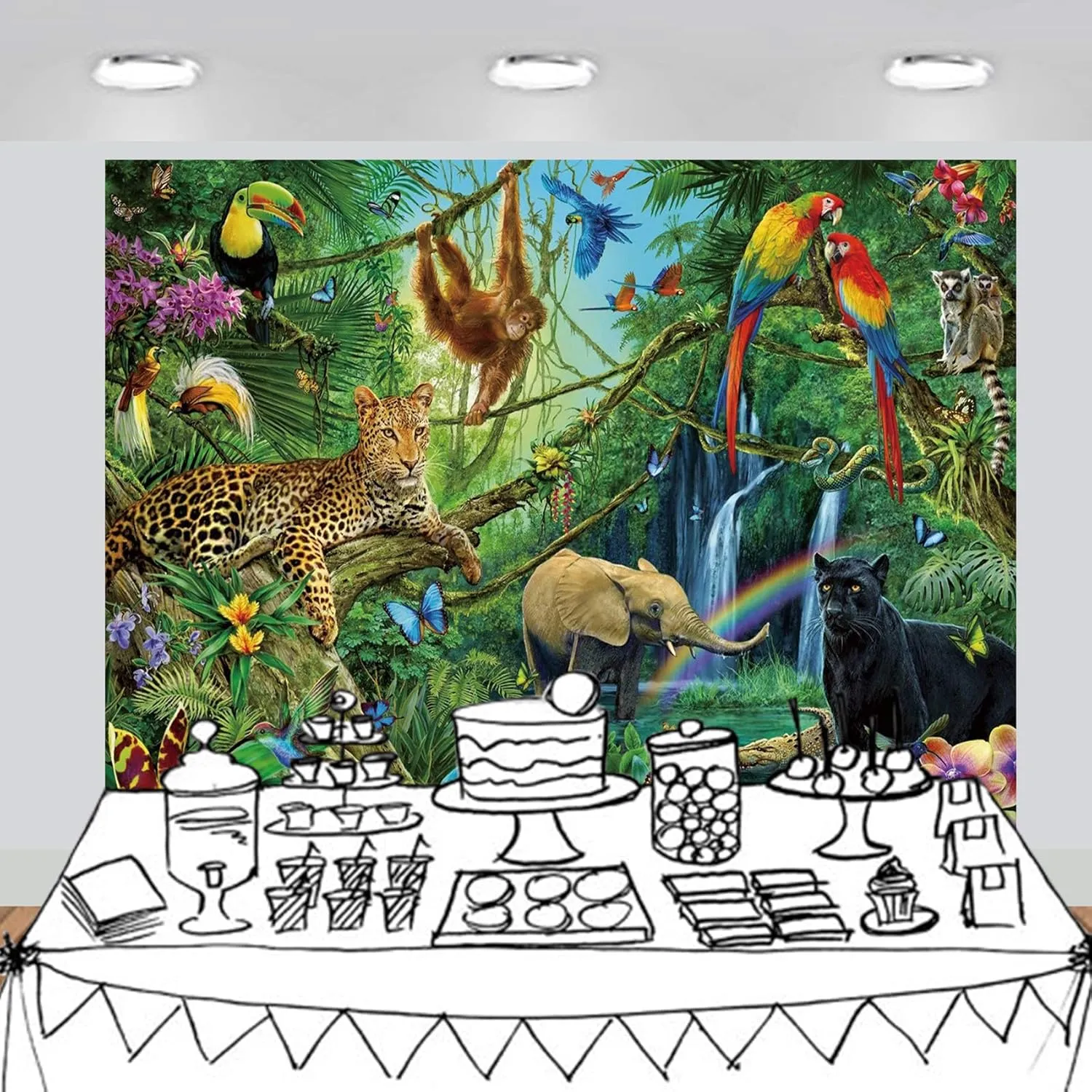 Tropical Rain Forest Adventure Scenic Backdrop Large Banner Photography Studio Fabric Background Photobooth Prop 7x6feet #2191