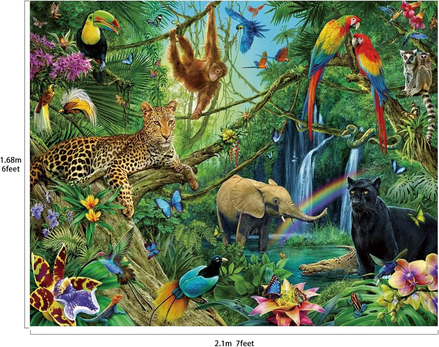 Tropical Rain Forest Adventure Scenic Backdrop Large Banner Photography Studio Fabric Background Photobooth Prop 7x6feet #2191