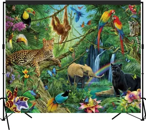Tropical Rain Forest Adventure Scenic Backdrop Large Banner Photography Studio Fabric Background Photobooth Prop 7x6feet #2191