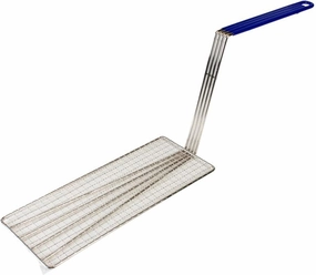 TrueCraftware-14-1/2" x 5-3/4" Rectangular Deep Fry Basket Press Heavy Duty Nickel Plated Iron with Blue Coated Handle - for Home and Restaurant Kitchen Frying Chips Fish Sausages