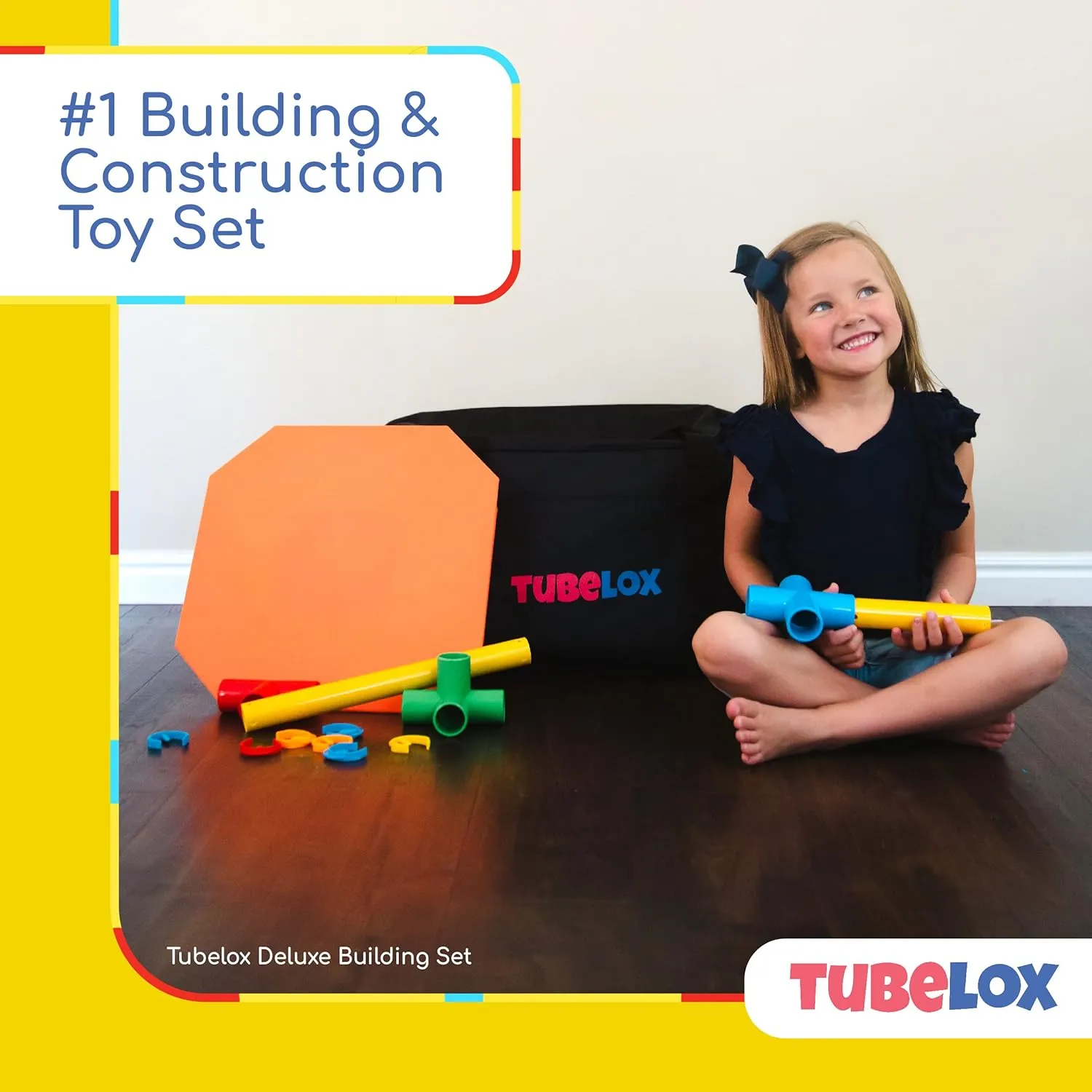 Tubelox Deluxe Building Toys Set - Kids STEM Toys for Development - 220 Piece Set w/Storage Bag