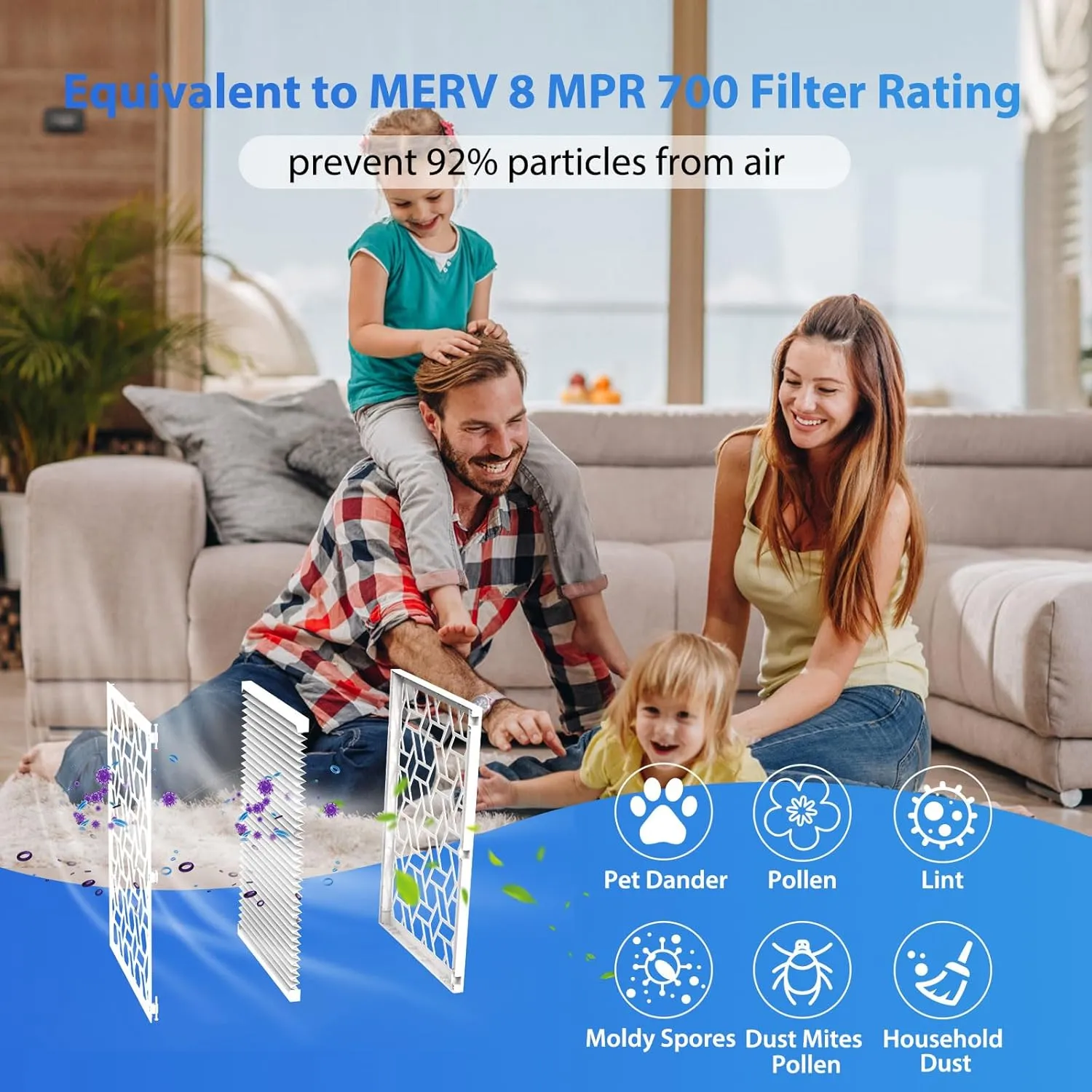 UBeesize 20x25x1 Air Filter(6-Pack),Upgrade AC/HVAC/Furnace Filter,MERV 8,MPR 700,Easy to Close/Open,1xReusable ABS Frame 6xReplaceable Filter(Actual Size: 19.72x24.6x0.87 Inch)