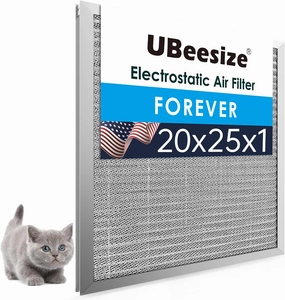 UBeesize 20x25x1 Reusable Electrostatic Air Filter HVAC AC Furnace Filter,MERV 8,Washable, Lasts a Lifetime,Permanent Air Filter,Breathe Fresher,Home And Office(Actual Size:19.75x24.65x0.82 Inch)