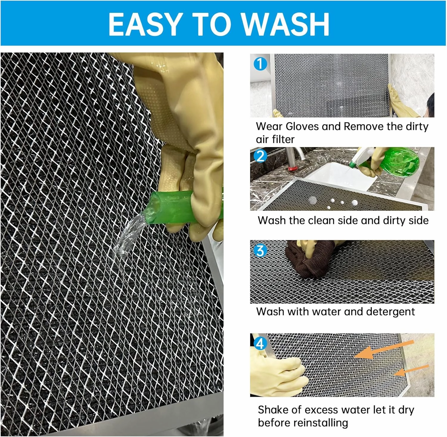 UBeesize 20x25x1 Reusable Electrostatic Air Filter HVAC AC Furnace Filter,MERV 8,Washable, Lasts a Lifetime,Permanent Air Filter,Breathe Fresher,Home And Office(Actual Size:19.75x24.65x0.82 Inch)