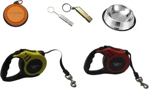 Ultimate Package ONE Premium Stainless Steel ORP Whistle, Collapsible Water Bowl, Heavy Duty Leash, and Stainless Steel Bowl (Leash Color- Yellow)