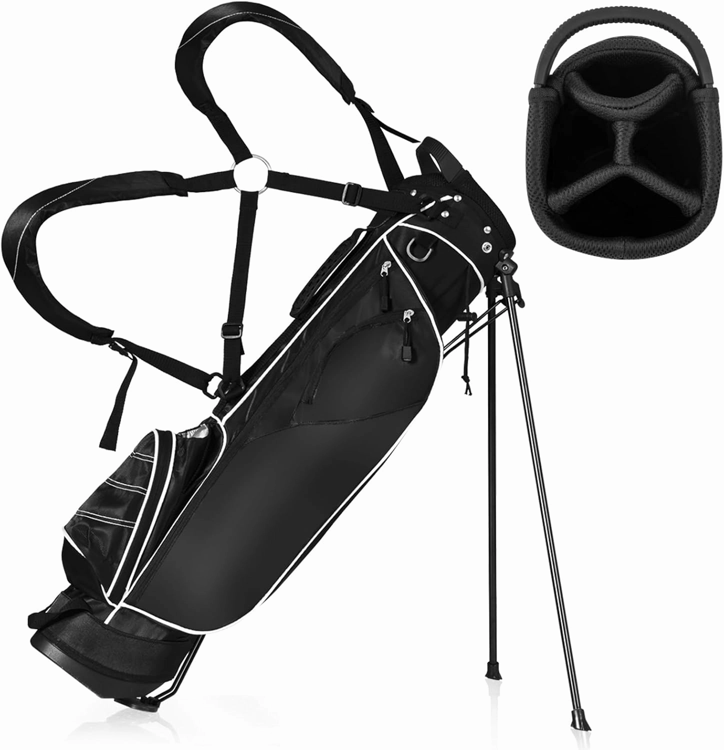 ULTIMATE Golf Stand Bag with 4-Way Top Dividers, Portable Ergonomic Golf Bag with 4 Zippered Pockets, Cooler Bag, Rain Hood and Dual Strap System, 3.5 LBS Lightweight for Men&Women