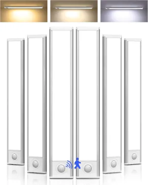 Under Cabinet Lighting, LED Motion Sensor Light Indoor, 1800mAh Rechargeable Closet Lights, Dimmable Under Cabinet Lights with 3 Color Temps, Wireless Under Counter Lights for Kitchen(6Pack)
