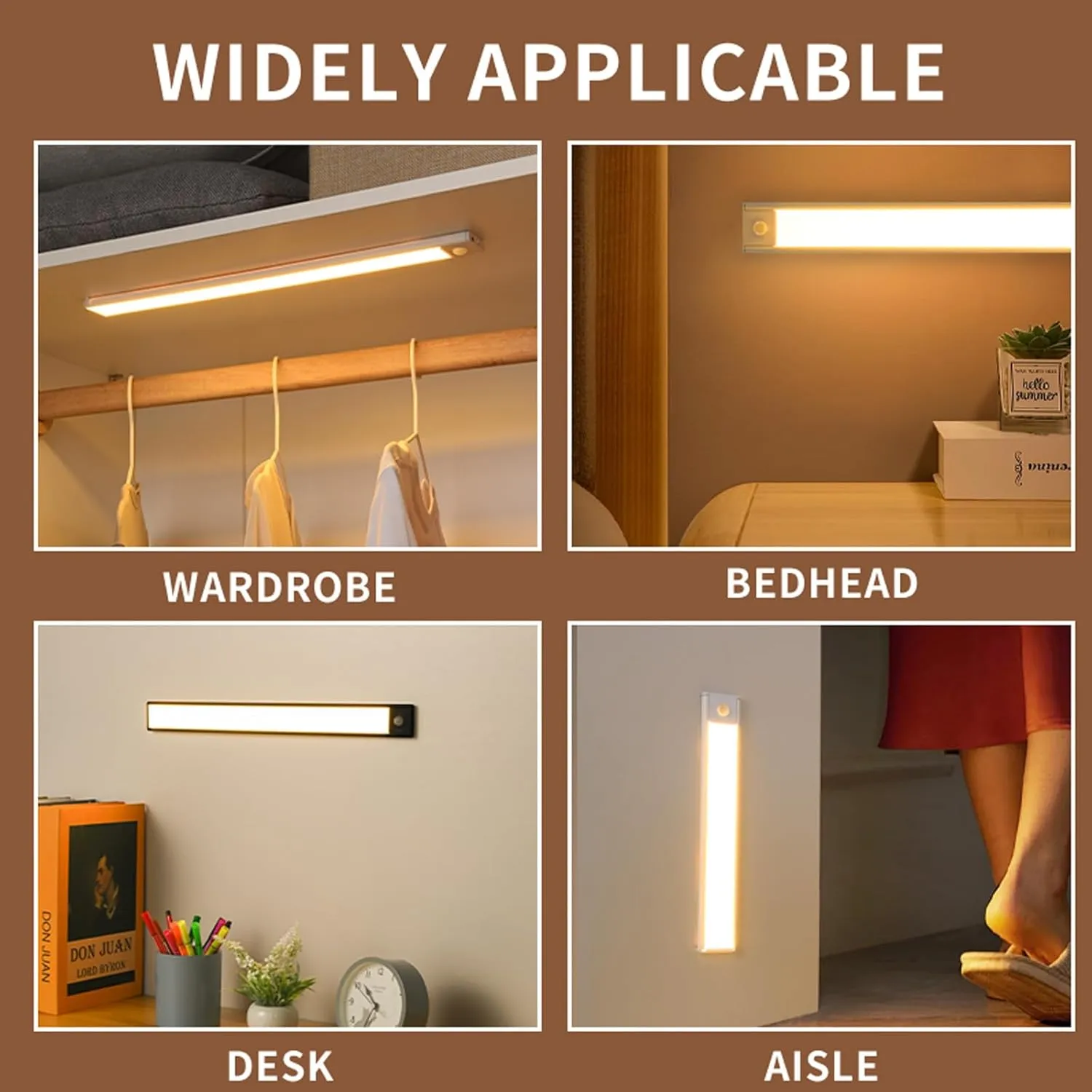 Under Cabinet Lighting Wireless, LED Under Counter Lights for Kitchen 2400mAh, Motion Activated Under Cabinet Lights with 3 Color Temps, USB Rechargeable Indoor Kitchen Fixtures (2 Pack, 8 inches)
