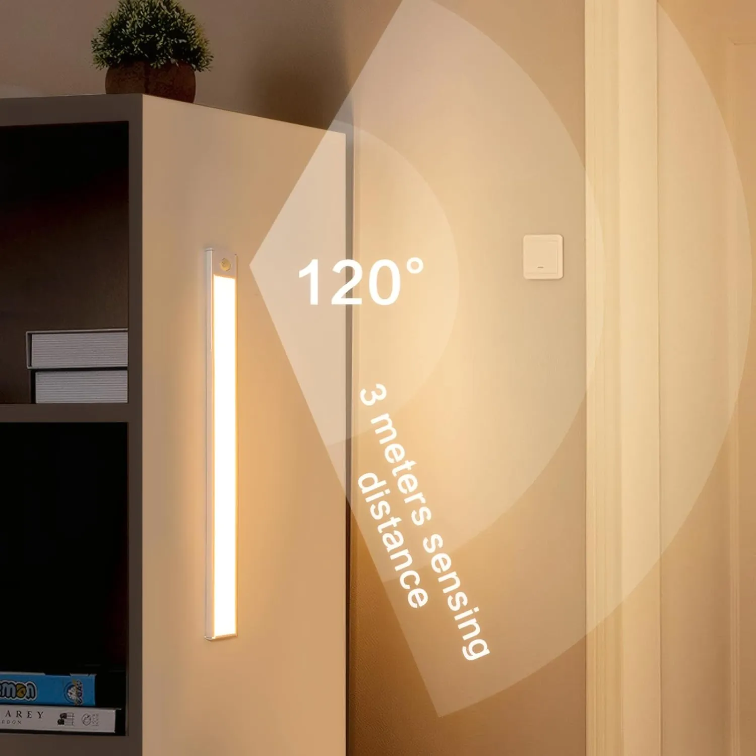 Under Cabinet Lighting Wireless, LED Under Counter Lights for Kitchen 2400mAh, Motion Activated Under Cabinet Lights with 3 Color Temps, USB Rechargeable Indoor Kitchen Fixtures (2 Pack, 8 inches)
