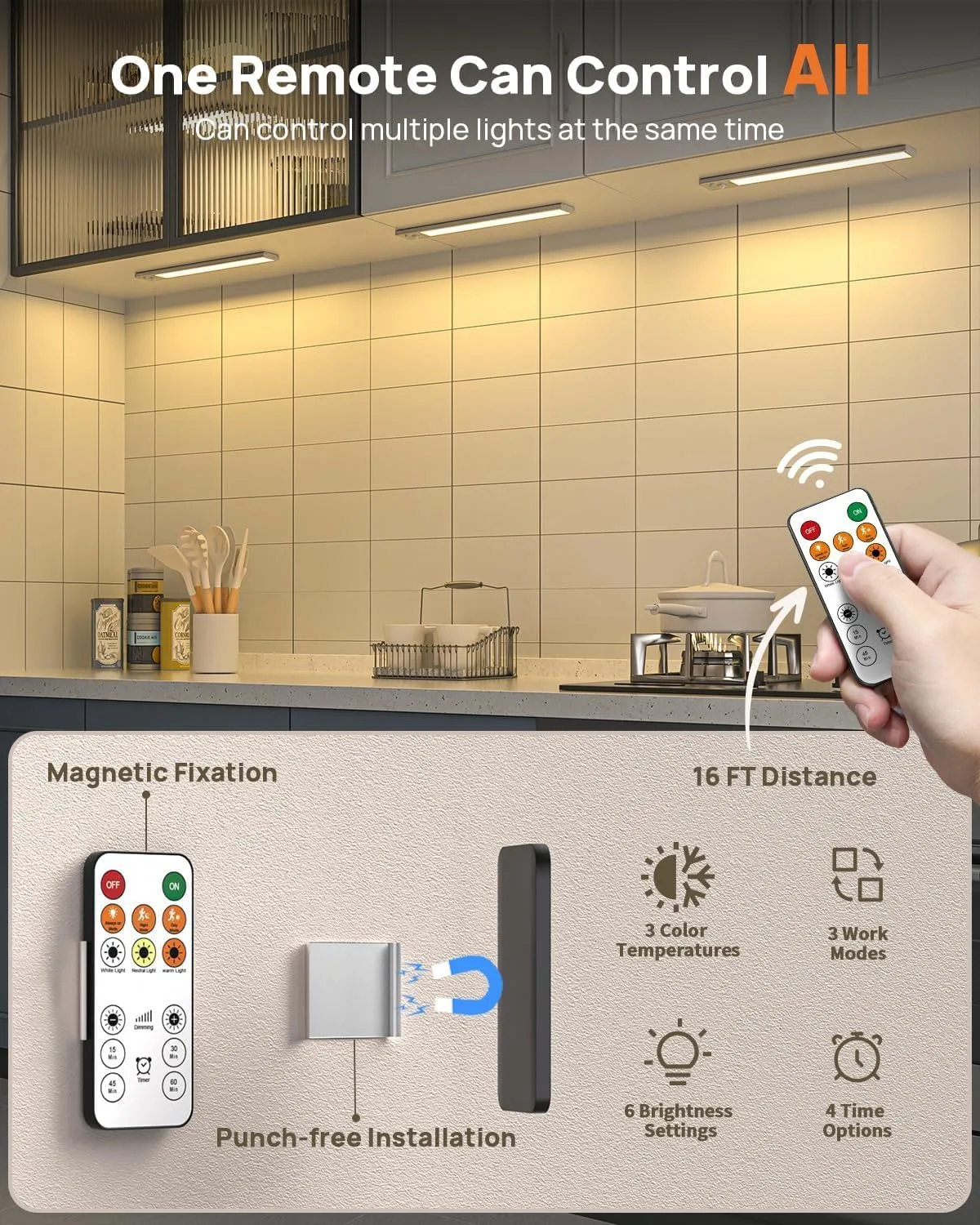 Under Cabinet Lights, 160 LED Motion Sensor Light Indoor,4000mAh USB Rechargeable Closet Light with Remote Control,3 Color Temps Wireless Under Counter Lights for Bedroom,Kitchen,Stair,Pantry