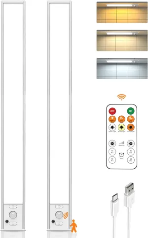 Under Cabinet Lights, 160 LED Motion Sensor Light Indoor,4000mAh USB Rechargeable Closet Light with Remote Control,3 Color Temps Wireless Under Counter Lights for Bedroom,Kitchen,Stair,Pantry