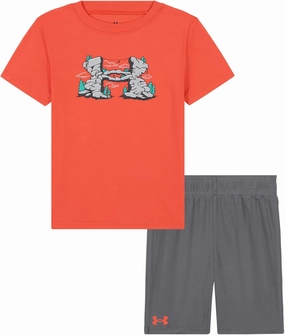 Under Armour boys Short Sleeve Tee and Short Set, Lightweight and Breathable