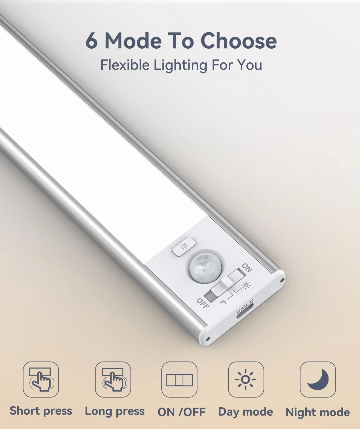Under Cabinet Lighting, 3200mAh Rechargeable Motion Sensor Light Indoor, LED Battery Operated Cabinet Lights, Dimmable Closet Light, Wireless Under Counter Lights for Kitchen (2pack)