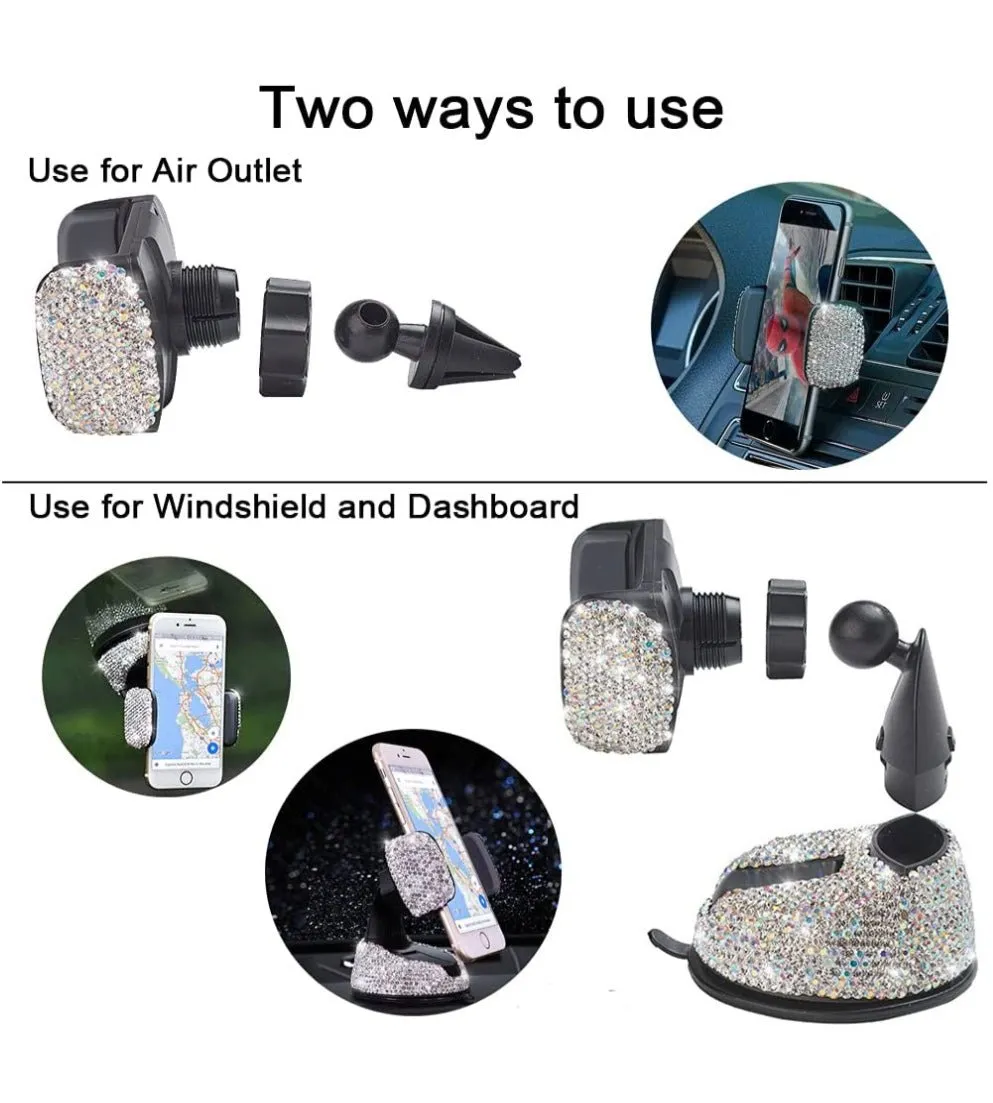 Universal Car Phone Holder, 360° [Adjustable and Stable] Universal Car Glass Mount, Windshield, Car Air Vent Mount, Car Accessories for Women and Girls (Colorful)