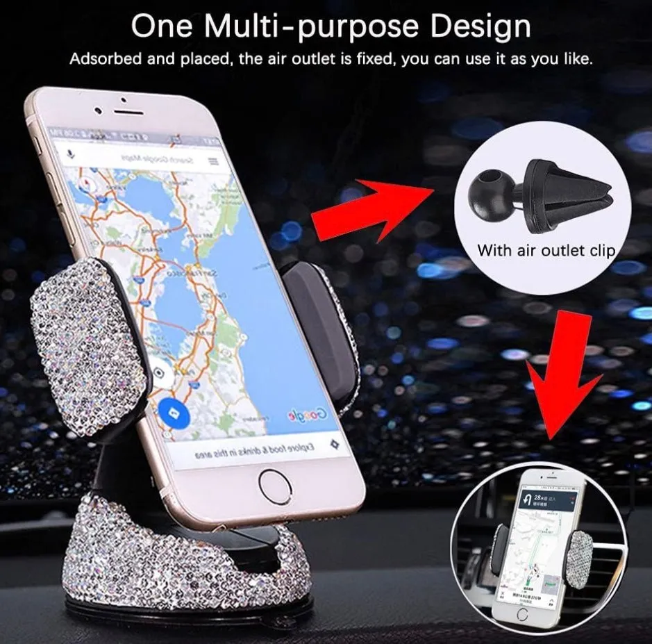 Universal Car Phone Holder, 360° [Adjustable and Stable] Universal Car Glass Mount, Windshield, Car Air Vent Mount, Car Accessories for Women and Girls (Colorful)