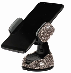 Universal Cell Phone Holder, 360° Adjustable Phone Holder with One Plus Air Vent Base, Car Interior Glass Decoration, for Windshield, Dashboard and Air Vent (Grey)