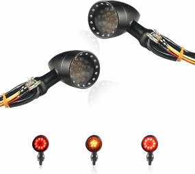 Universal Motorcycle Rear LED Turn Signals,Red Brake Taillights Motorbike Running Lights Compatible with Harley Kawasaki Honda Suzuki Yamaha Triumph Scooter-2Pcs