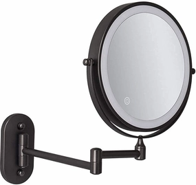 USB Rechargeable Bathroom Mirrors Wall Mounted Makeup Mirror Black, Upgrade 0.5h Auto Off LED Shaving Mirror 1X/5X Magnifying Double Sided 360° Swivel Extendable, 8inch