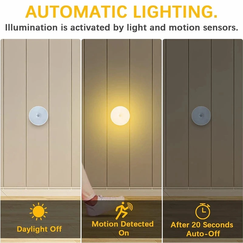 USB Rechargeable PIR Motion Sensor LED Night Light for Closet, Cabinet, Wardrobe, Staircase, Kitchen
