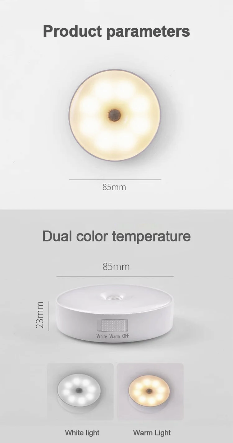 USB Rechargeable PIR Motion Sensor LED Night Light for Closet, Cabinet, Wardrobe, Staircase, Kitchen