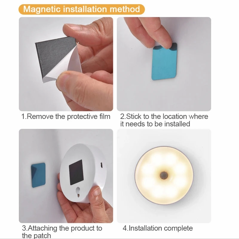 USB Rechargeable PIR Motion Sensor LED Night Light for Closet, Cabinet, Wardrobe, Staircase, Kitchen