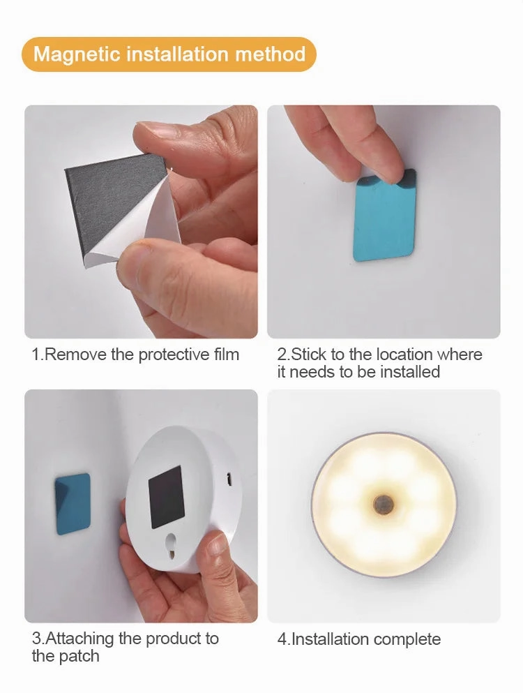USB Rechargeable PIR Motion Sensor LED Night Light for Closet, Cabinet, Wardrobe, Staircase, Kitchen