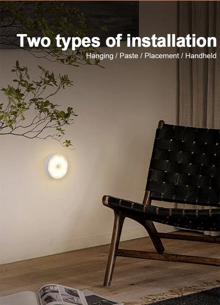 USB Rechargeable PIR Motion Sensor LED Night Light for Closet, Cabinet, Wardrobe, Staircase, Kitchen