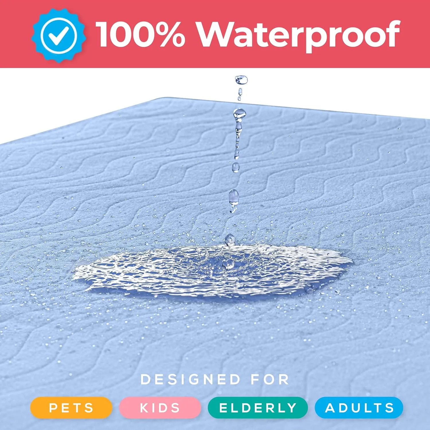Utopia Bedding Washable Underpads 34" x 52" (Pack of 4), Waterproof Reusable Heavy Absorbency Incontinence Bed Pads for Adults, Kids, Elderly and Pets, Bedwetting Pads for Sofa and Couch (Blue)