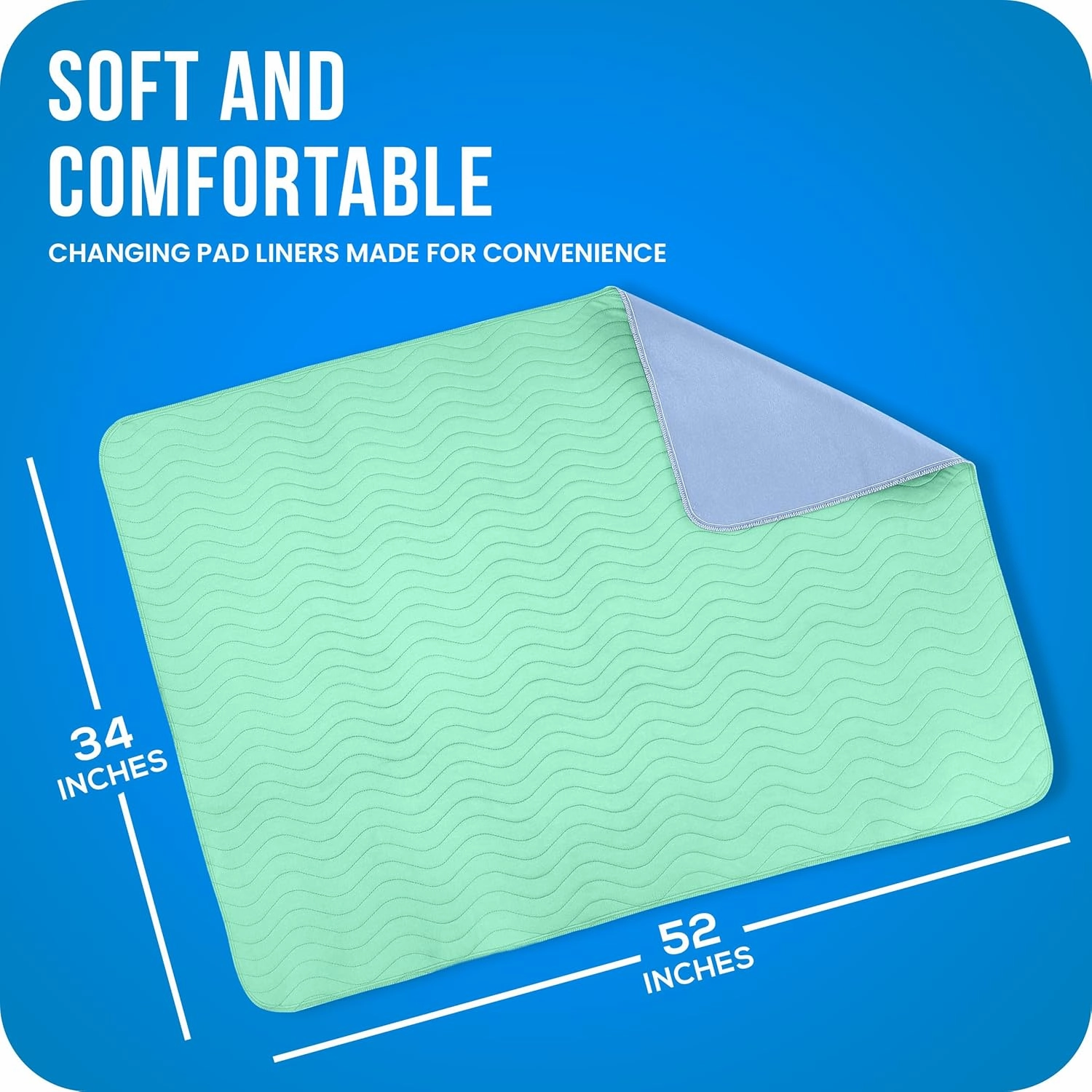 Utopia Bedding Washable Pee Pads for Dogs 34" x 52" (Pack of 4), Waterproof Incontinence Bed Pads for Adults, Elderly and Kids, Heavy Absorbency Pet Training Pads for Sofa and Couch (Green,Blue)