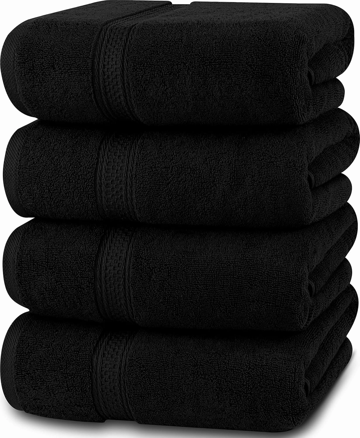 Utopia Towels 4 Pack Premium Bath Towels Set, 27 by 54 Inches, 100% Ring Spun Cotton 600GSM, Lightweight and Highly Absorbent Quick Drying Towels, Perfect for Daily Use, Black