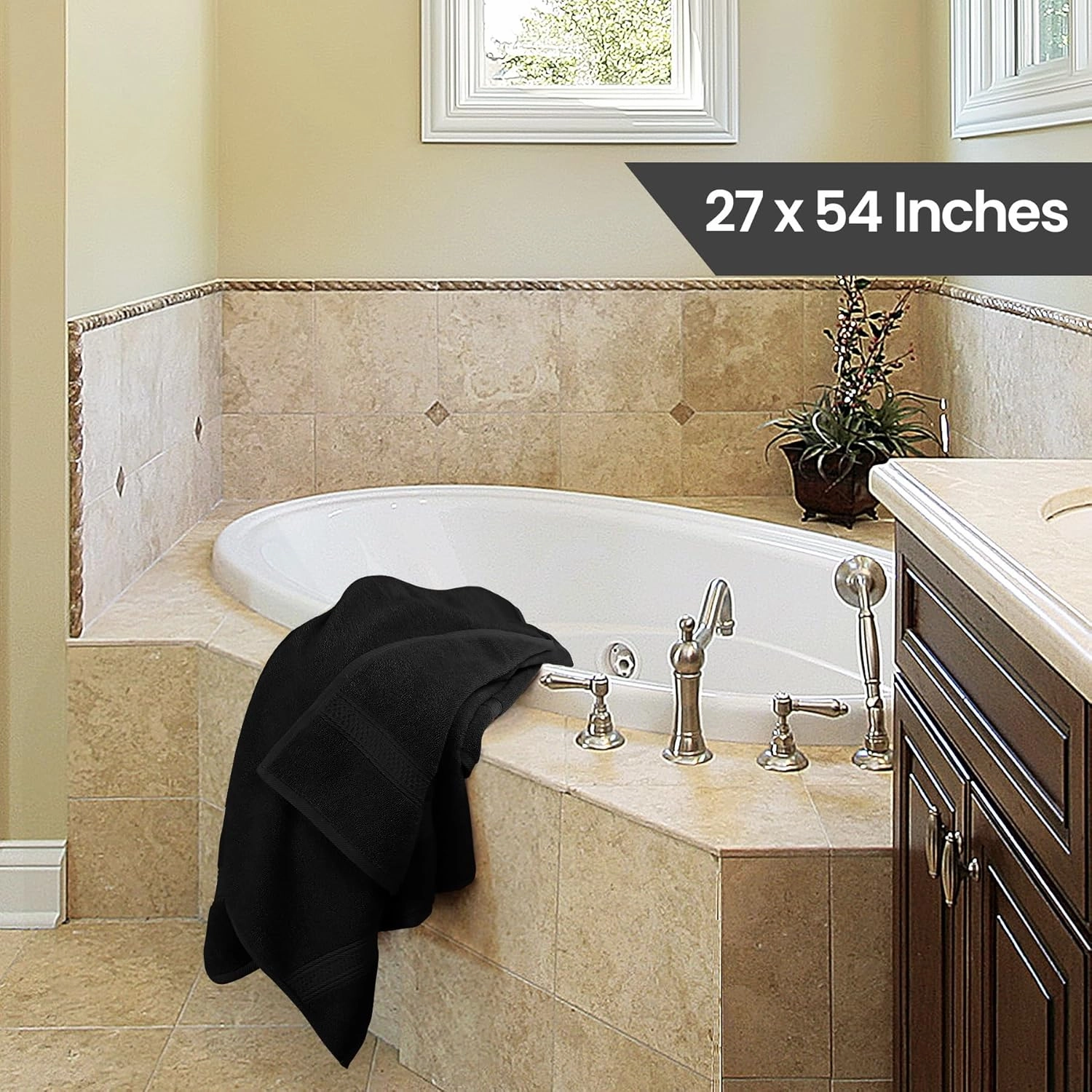 Utopia Towels 4 Pack Premium Bath Towels Set, 27 by 54 Inches, 100% Ring Spun Cotton 600GSM, Lightweight and Highly Absorbent Quick Drying Towels, Perfect for Daily Use, Black