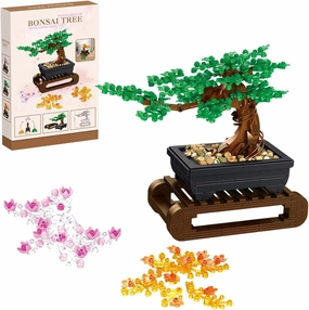 Vamuss 3-In-1Le-go Bonsai Tree Building Set,Cherry Blossom Tree Building Set,DIY Plant Model Botanical Collection Design Kit for Adults,Creative Gift for Home Décor and Office Art