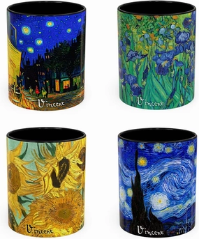 Van Gogh Coffee Mug Set of 4 11 oz Ceramic Coffee Mugs | Dinkware Cup Collection