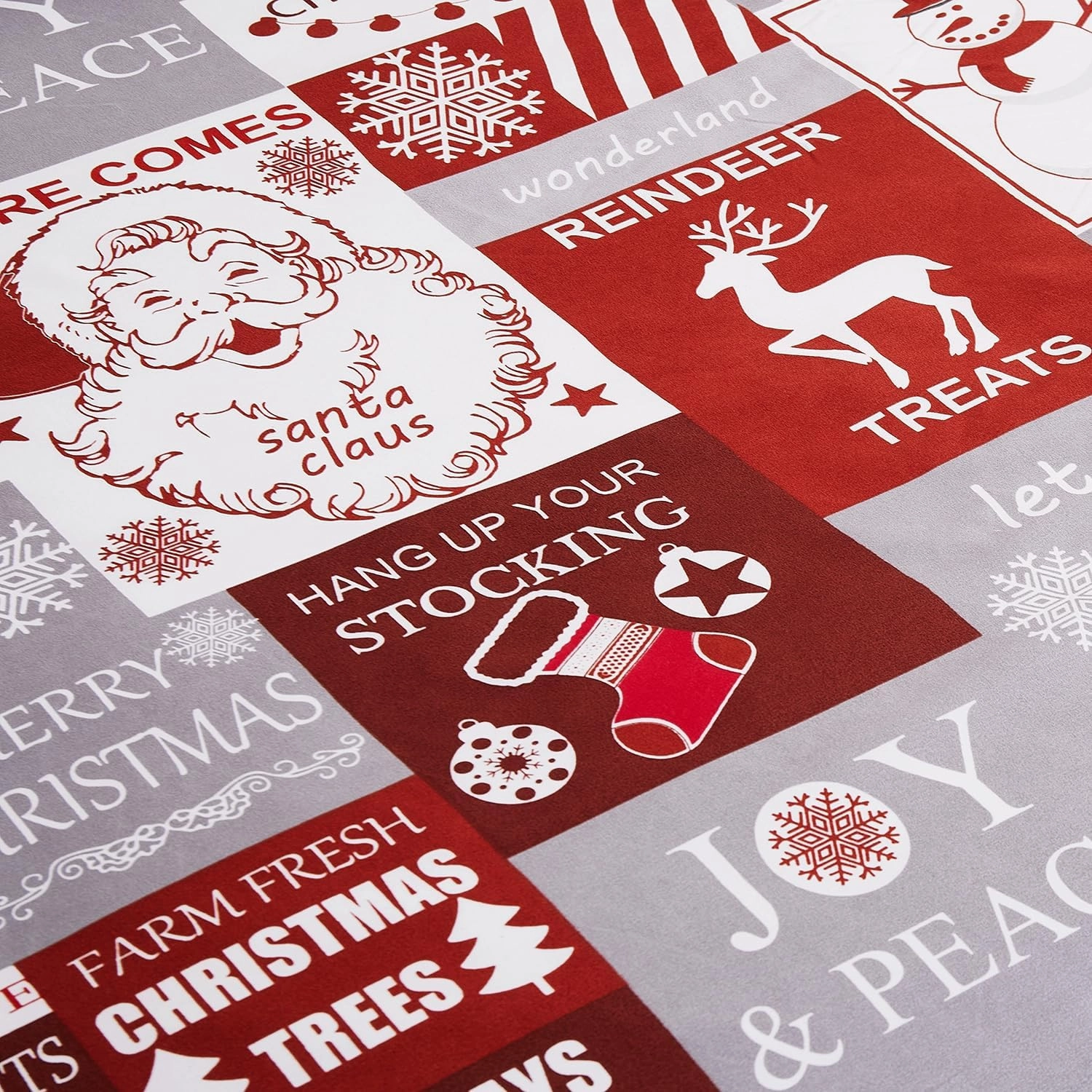 Vaulia Christmas Duvet Cover Set Twin Size, Snowflake White Red Santa Plaid Comforter Cover, Reversible Lightweight 3 Piece Bedding Set with 1 Duvet Cover 2 Pillow Shams