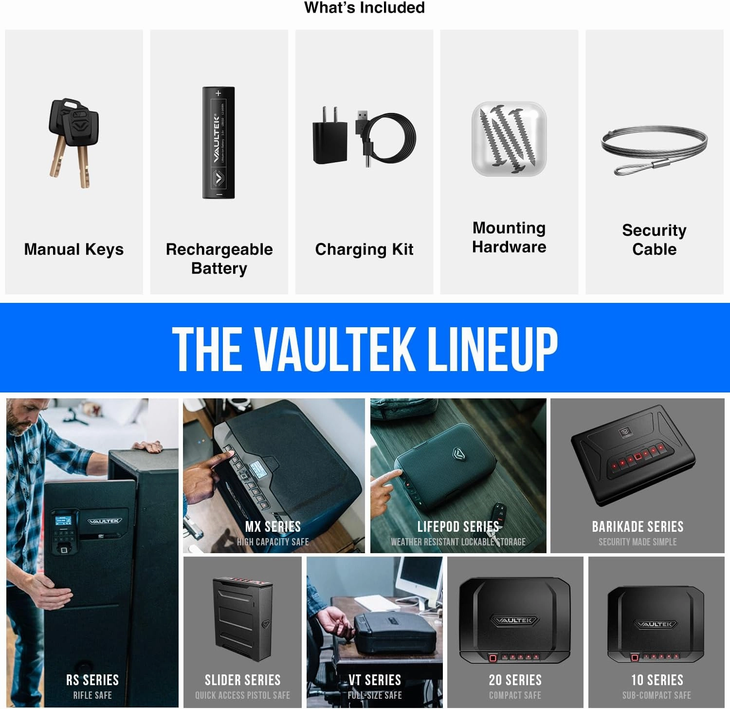 VAULTEK Essential Series Quick Access Handgun Safe with Auto Open Lid Pistol Safe Rechargeable Lithium-ion Battery (PRO VE) (Full Size)