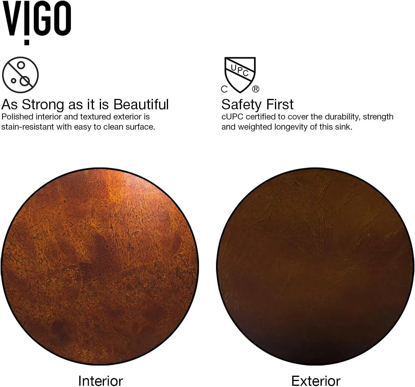 VIGO Giovanni 17"L x 17"W "6"H Over the Counter Glass Round Vessel Bathroom Sink in Golden Brown -VG07505