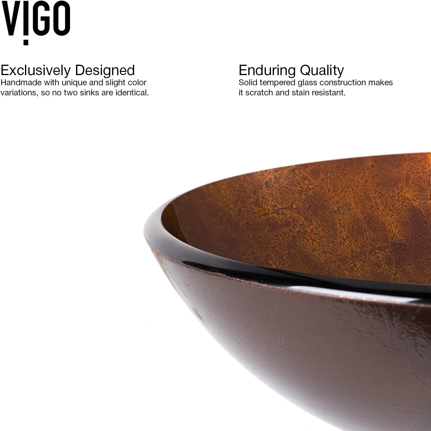 VIGO Giovanni 17"L x 17"W "6"H Over the Counter Glass Round Vessel Bathroom Sink in Golden Brown -VG07505