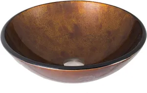 VIGO Giovanni 17"L x 17"W "6"H Over the Counter Glass Round Vessel Bathroom Sink in Golden Brown -VG07505