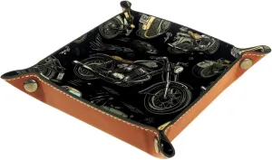 Vintage Hand-Painted Motorcycle Stacking Jewelry Organizer Trays, Desk Drawer Earring Tray with Key Tray for Entryway, Small Table Tray for Women and Girls, Decorative Ring Storage Tray