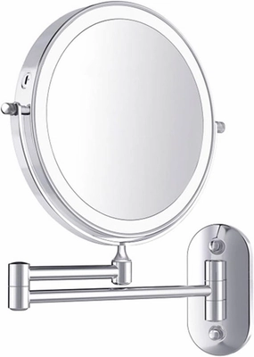 Wall Mount LED Lighted Makeup Mirror with 5X Magnification, Upgrade Auto Off LED Bathroom Mirror, 360°Swivel and Extendable, USB Rechargeable