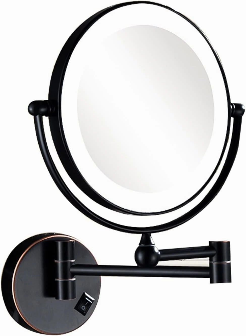 Wall Mounted Makeup Mirror, Portable Vanity Mirror with Lights, Cosmetic Mirror Magnification, Swivel Rechargeable Detachable Easy to Install, for Bathroom Bedroom