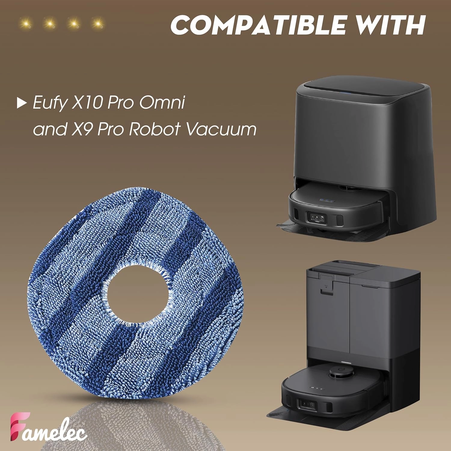 Washable Vacuum Mop Cloths Compatible with Eufy X10 Pro Omni and X9 Pro Robot Vacuum, Washable and Reusable Soft Mopping Pad for Eufy Robot Vacuums Cleaner Replacement Parts & Accessories