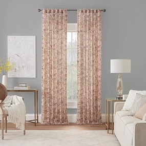Waverly Porch Pavillion Floral Rod Pocket or Back Tab Sheer Window Curtain for Living Room (1 Panel), 50 in x 84 in, Antique