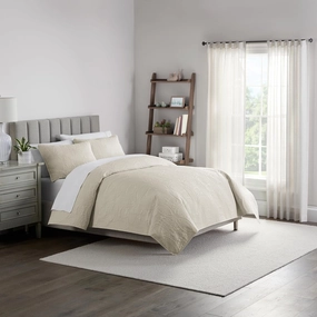Waverly Traditions Vintage Medallion Pinsonic 3 Piece Quilted Solid Bedding Set, Full/Queen Bed Set with 2 Pillow Shams and Quilt, Lightweight and Machine Washable, Beige