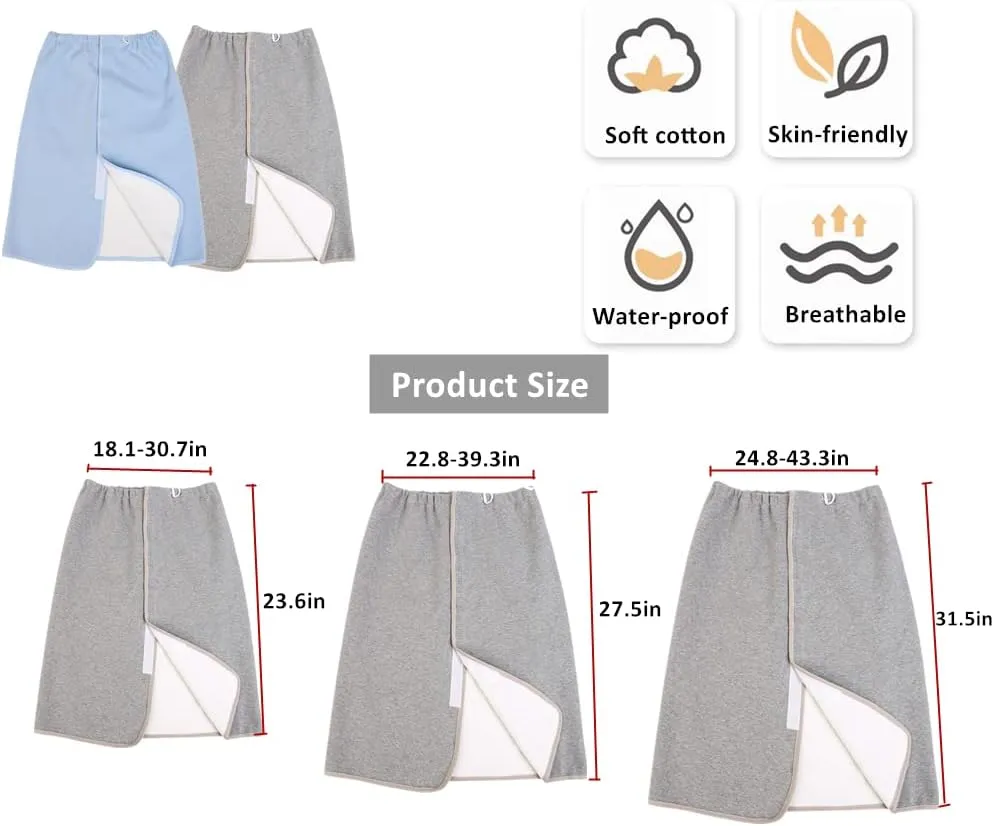 WEEOATAR Unisex Wearable Incontinence Mattress, Washable Adult Diaper Skirt for Highly Absorbency, Reusable Bed Mats Magic Sticker Incontinence Urinary Skirt for Adults, Elderly, Children (Grey, L)